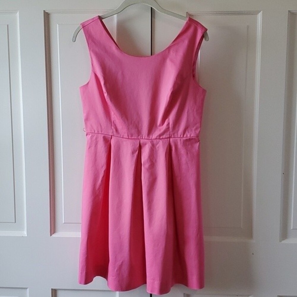 SLEEVELESS PINK DRESS COTTON FIT FLARE BOX PLEAT BARBIE GIRLY SIZE MEDIUM